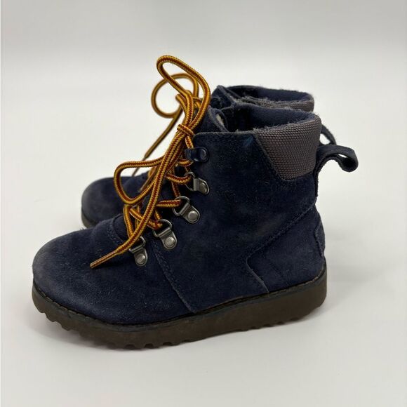 UGG K Hilmar Kids Blue Suede Lace Up 3M Thinsulate Winter Boots Sz 11 - Picture 2 of 7